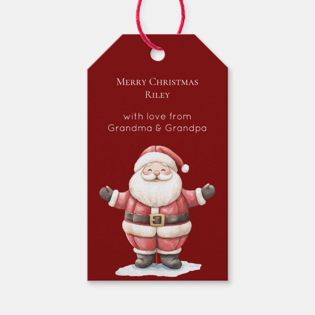 Red Santa Clause Christmas Gift Tags (Front)