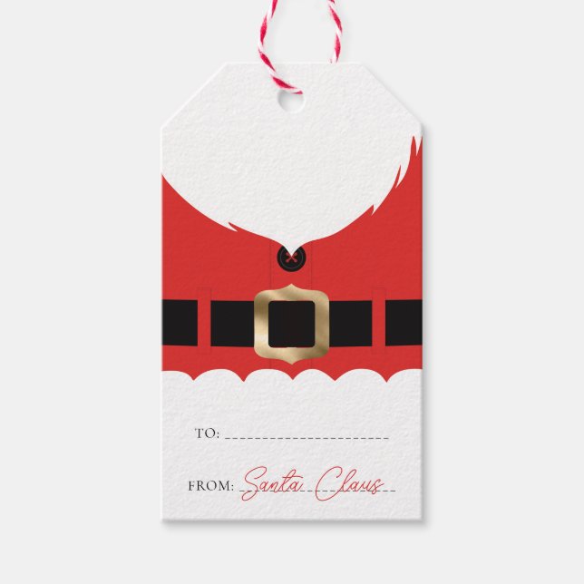 Red Santa Coat Christmas Gift Tags (Front)