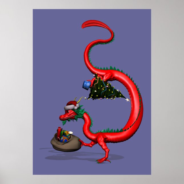 Red Santa Dragon Poster (Front)