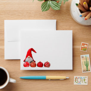 Red Santa Gnome Christmas Envelope