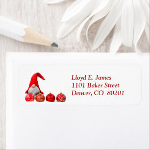 Red Santa Gnome Christmas Return Address
