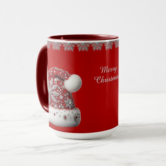 Red Santa Hat Christmas Holiday Mug (Front Left)