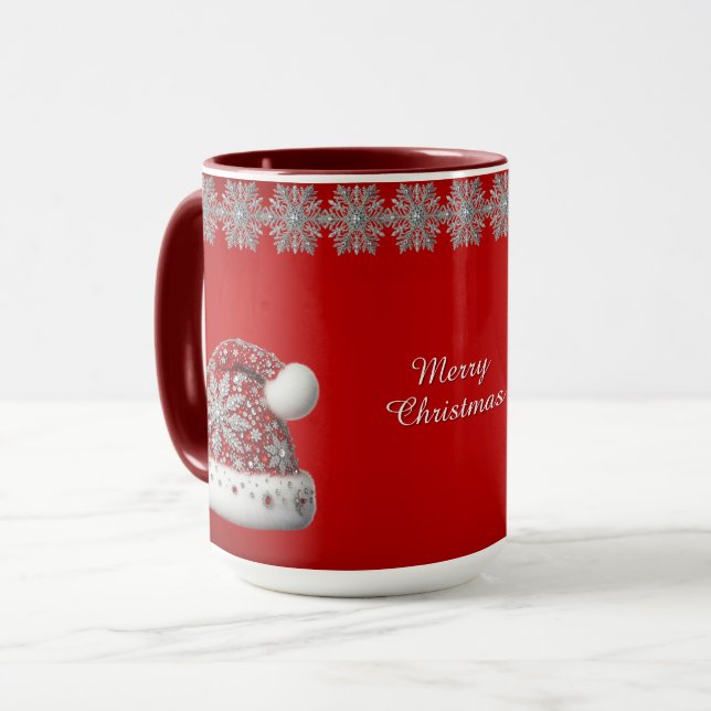 Red Santa Hat Christmas Holiday Mug (Front Left)