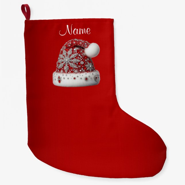 Red Santa Hat Christmas Holiday Stocking (Front)