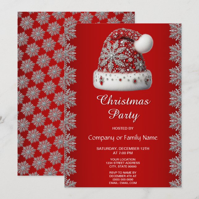 Red Santa Hat Christmas Party Invitation (Front/Back)