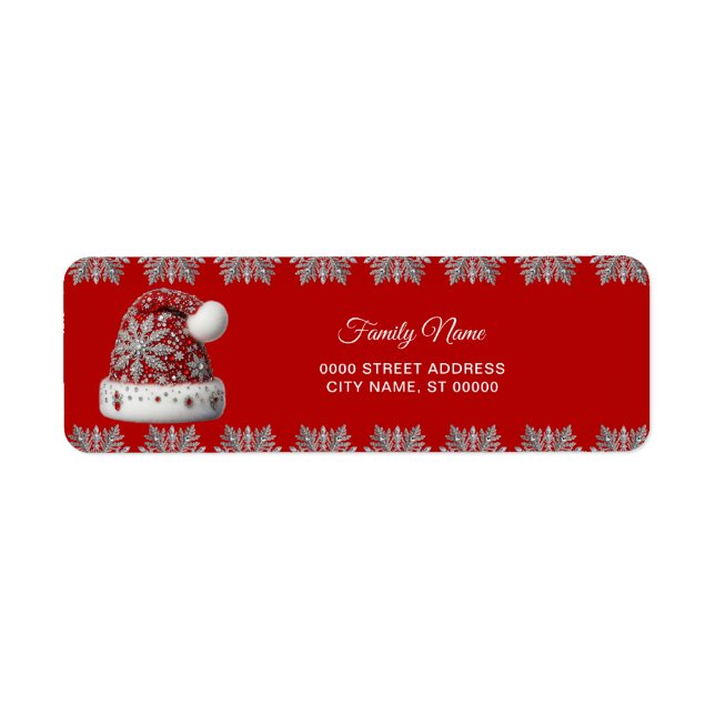 Red Santa Hat Christmas Return Address Label (Front)