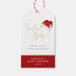 Red Santa Hat Christmas Santa Baby Baby Shower Gift Tags