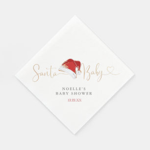 Red Santa Hat Christmas Santa Baby Baby Shower Napkin