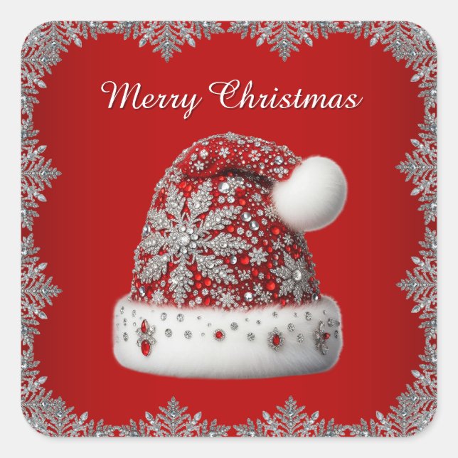 Red Santa Hat Christmas Sticker (Front)