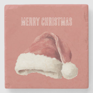 Red Santa Hat Christmas Stone Coaster