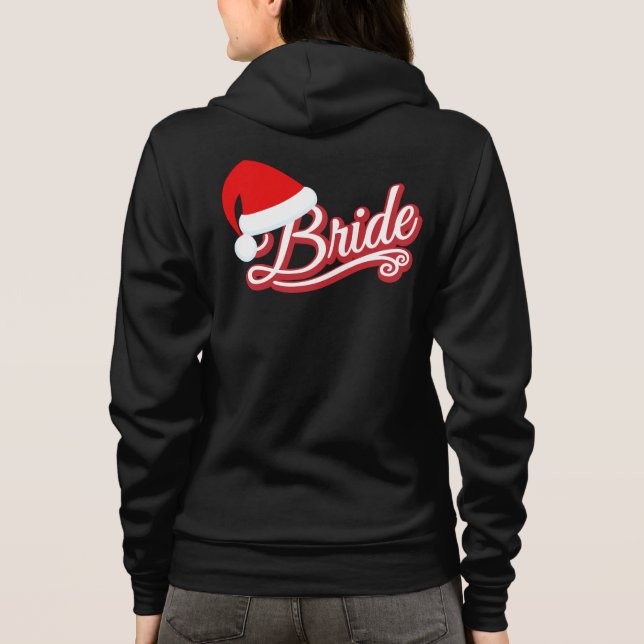 Red Santa Hat Fiancée Sweat Shirt black (Back)