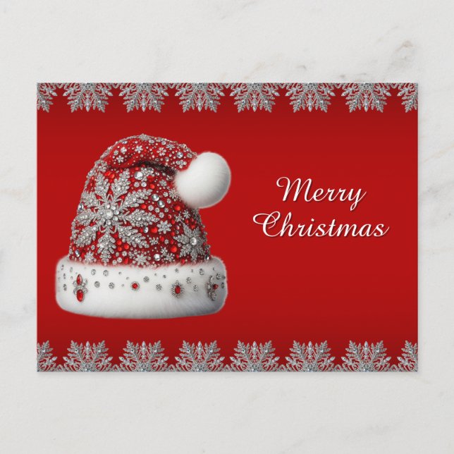 Red Santa Hat Holiday Christmas Postcard (Front)