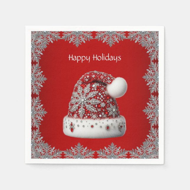 Red Santa Hat Holiday Napkin (Front)
