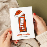 Red Santa Hat London Red Telephone Box Business Holiday Card<br><div class="desc">Corporate holiday greeting card featuring a London Telephone Box illustration topped with a Santa Hat. "Happy Holidays" is written in a playful red font above your name(s) in a sleek,  modern text. Personalise your greeting,  name,  and message on the back side. Original art and design by Annie Montgomery Design.</div>