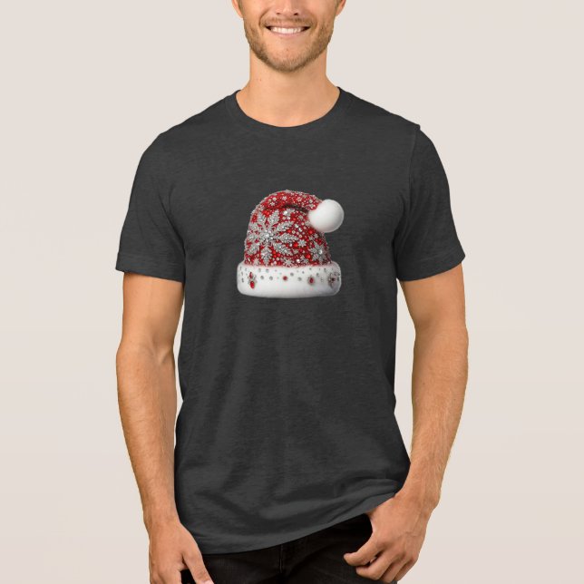 Red Santa Hat Men's T-Shirt Tri-Blend Shirt (Front)