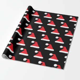 Red Santa Hat Pattern Christmas Wrapping Paper