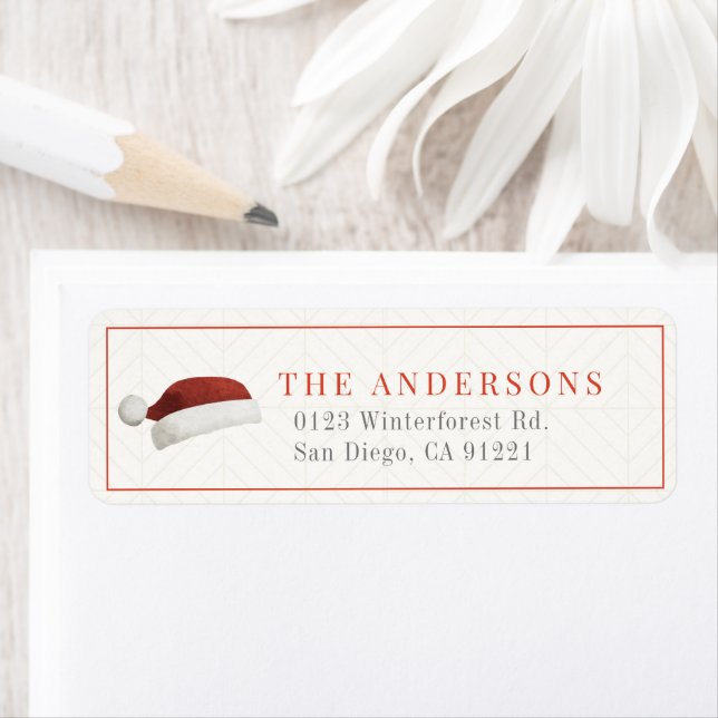 Red Santa Hat Return Address Label (Insitu)