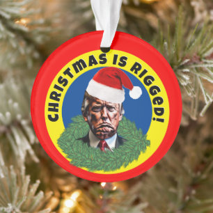  Red Santa Hat Trump Rigged Christmas Ornament
