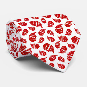 Red Santa Head on White Background Pattern Tie