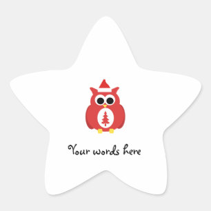 Red santa owl star sticker
