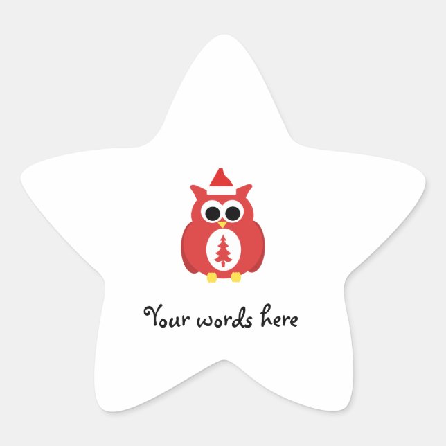 Red santa owl star sticker (Front)