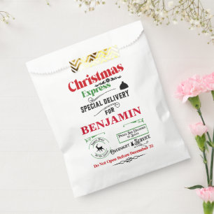 Red Santa Sack North Pole Deer Delivery Favour Bags