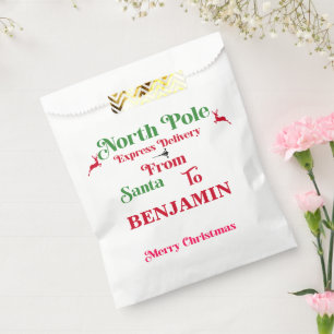 Red Santa Sack North Pole Merry Christmas Favour Bags