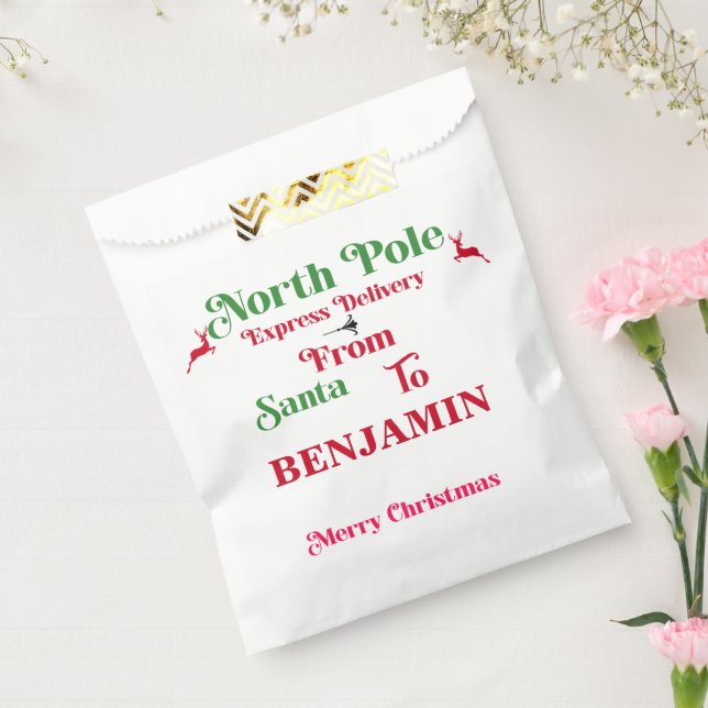 Red Santa Sack North Pole Merry Christmas Favour Bags (Sealed)