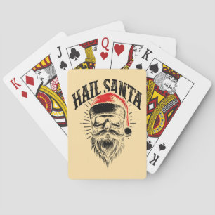 Red Santa Skull Christmas Holiday Playing Cards