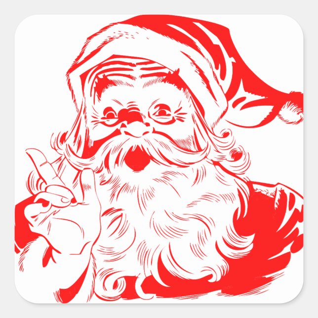 RED SANTA SQUARE STICKER ENVELOPE SEAL (Front)