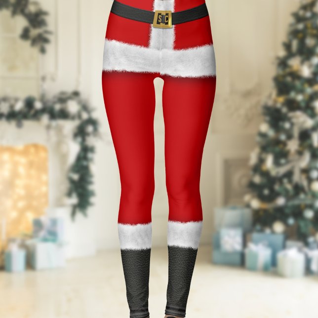 Red Santa Suit Mrs Claus Christmas Costume Festive Leggings (Are you most likely to be Mrs Santa Claus this holiday season? These leggings are just for you)
