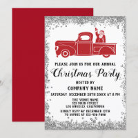 Red Santa Truck Company Christmas Party Silver