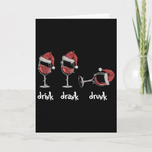 Red Santa Wine Lover Gl Drink Drank Drunk Christma Card