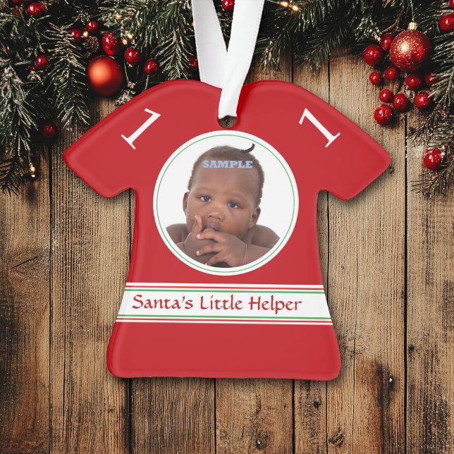 Red Santa's Helper Photo Template Kids Ornament (Creator Uploaded)