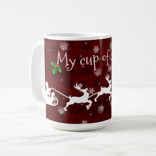 Red Santa's Sleigh and Reindeer Coffee Mug