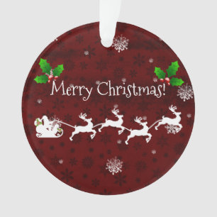 Red Santa's Sleigh and Reindeer Ornament