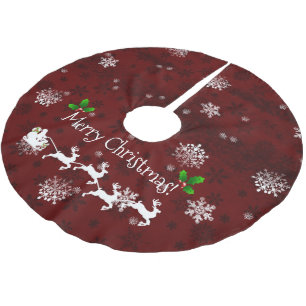 Red Santa's Sleigh and Reindeer Tree Skirt