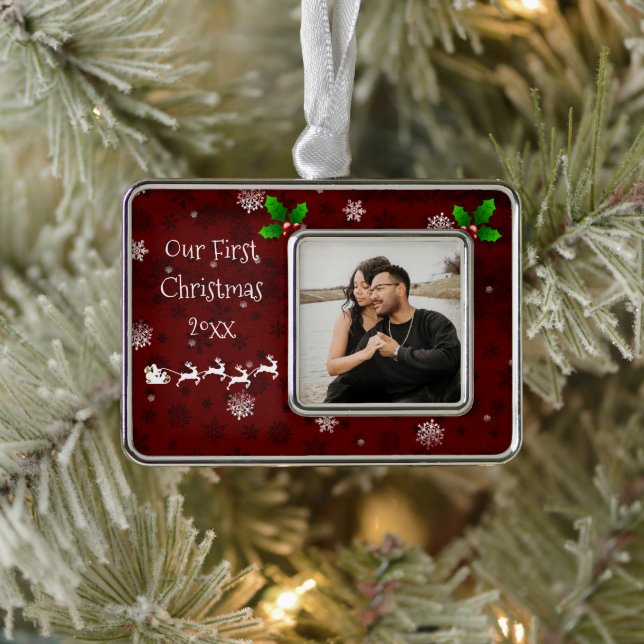 Red Santa's Sleigh & Reindeer Ornament (Tree)