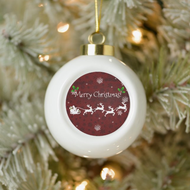 Red Santa's Sleigh & Reindeer Ornament (Tree)