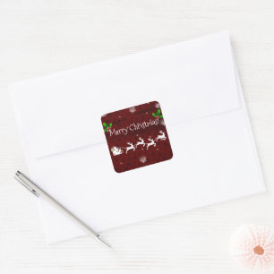 Red Santa's Sleigh & Reindeer Sticker