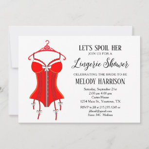 red Sassy Lingerie Bridal Shower Invitation