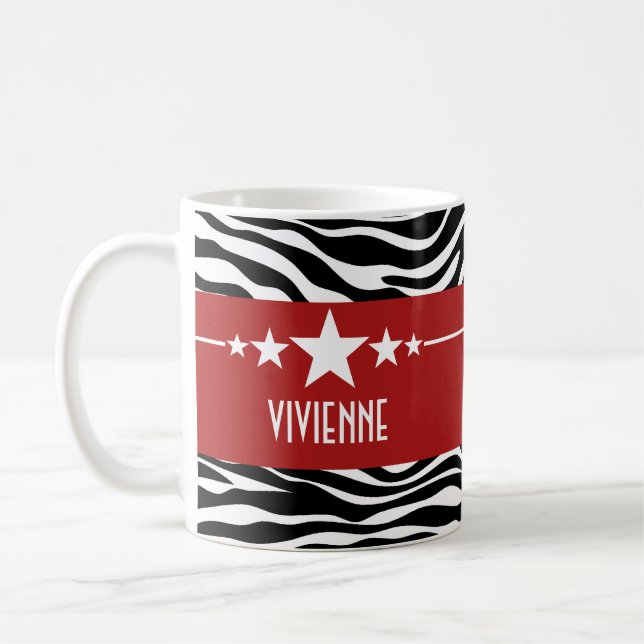 Red Sassy Star Zebra Mug (Left)