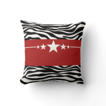 Red Sassy Star Zebra Pillow