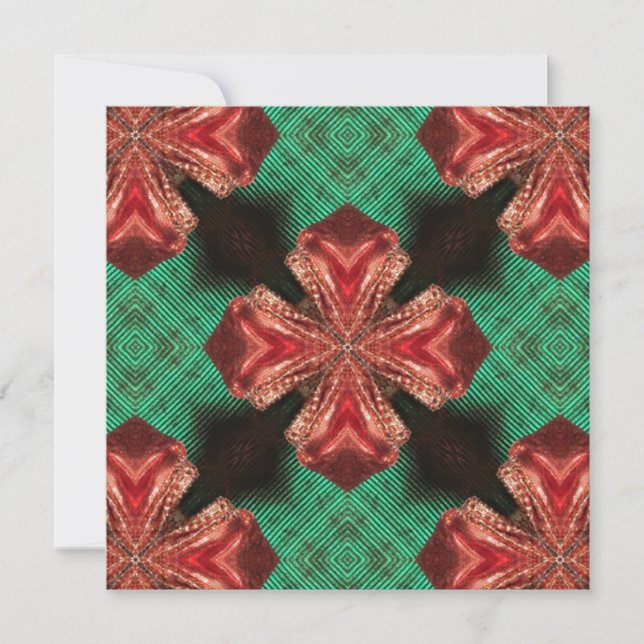  Red Satin Bow Green Crisscross Ribbon Design Thank You Card (Front)