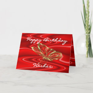 Red Satin & Butterflies- customise any occasion Card
