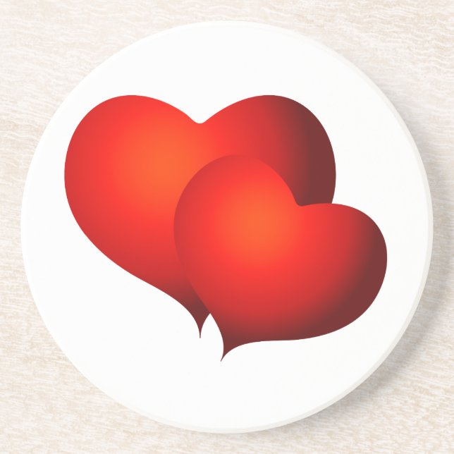 Red Satin Hearts Coaster (Front)