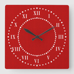 Red Satin Look Roman Numeral Wall Clock