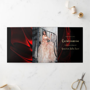 Red Satin Quinceanera Party Invitation