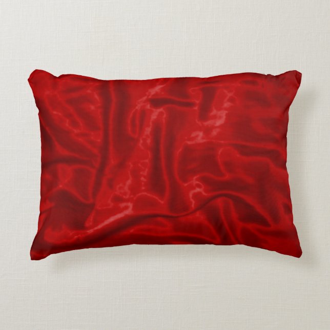 Red Satin-Rectangular Accent Pillow (Front)
