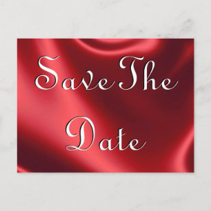 Red Satin Save The Date Postcards